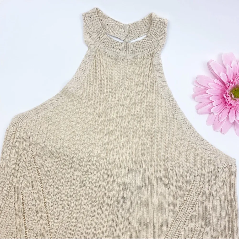 L’Academie X Revolve Linen Cotton Thalia Knit Halter Top: Tan - Image 6