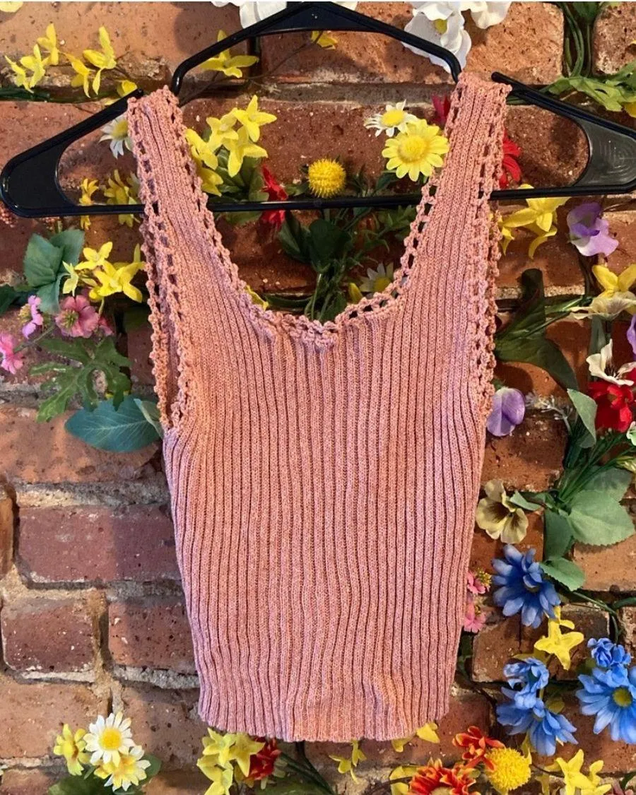 Knit Crop Top Pink Barbiecore - Image 2