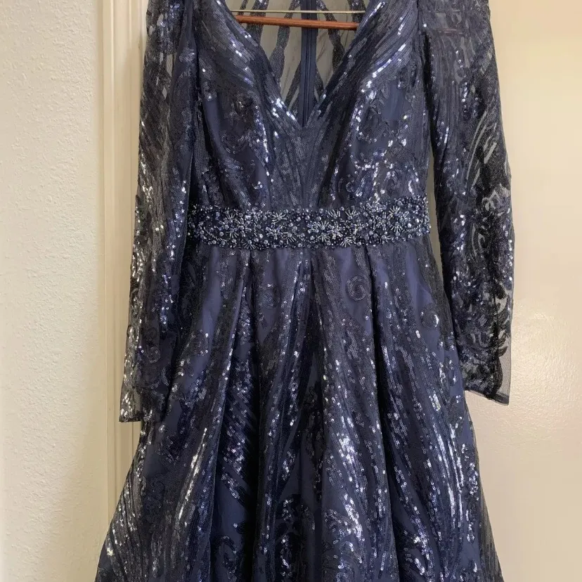 Mac Duggal Blue Formal Gown Dress 4 Small Floor length WORN ONCE Mother of bride - Image 11