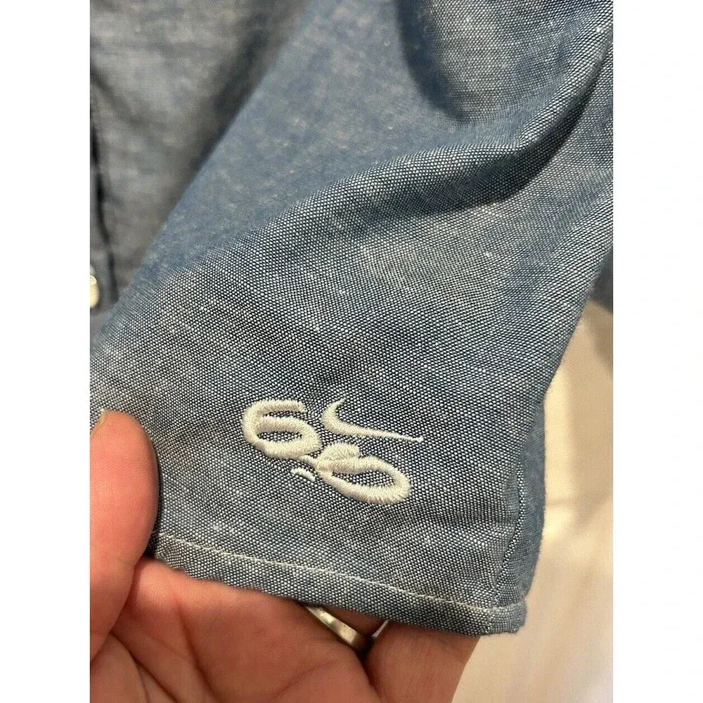 Nike‎ 6.0 Women's Size Large Blue Button Up Shirt Organic Cotton Linen Blend - Image 2