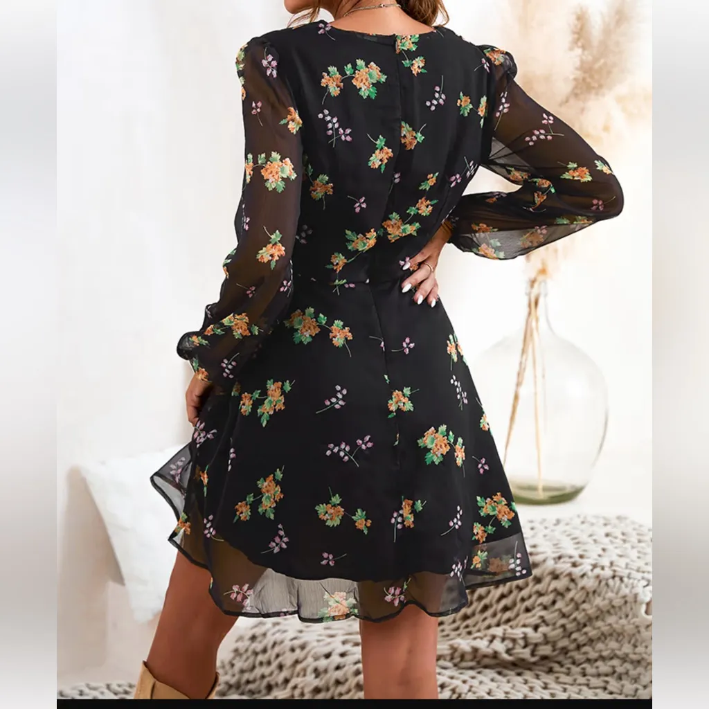 Cupshe Realm Of Sky Floral Print Chiffon Mini Dress - Image 2