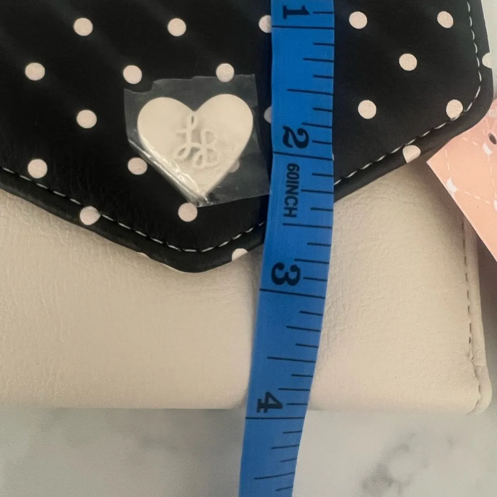 New Luv Betsey Polka Dots Beige / Black CCs Photo ID Flap Over Wallet Rare! - Image 4