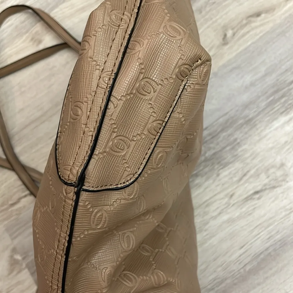 Tan Open Top Swinging Logo String Tote Bag Approximately 20" x 15" - Image 6