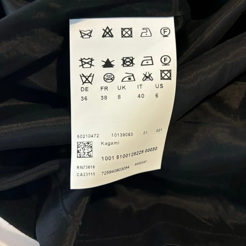 Hugo Boss Kagami Ling Sleeve Shift Black Dress Origami Folded Pleated Collar 6 - Image 11