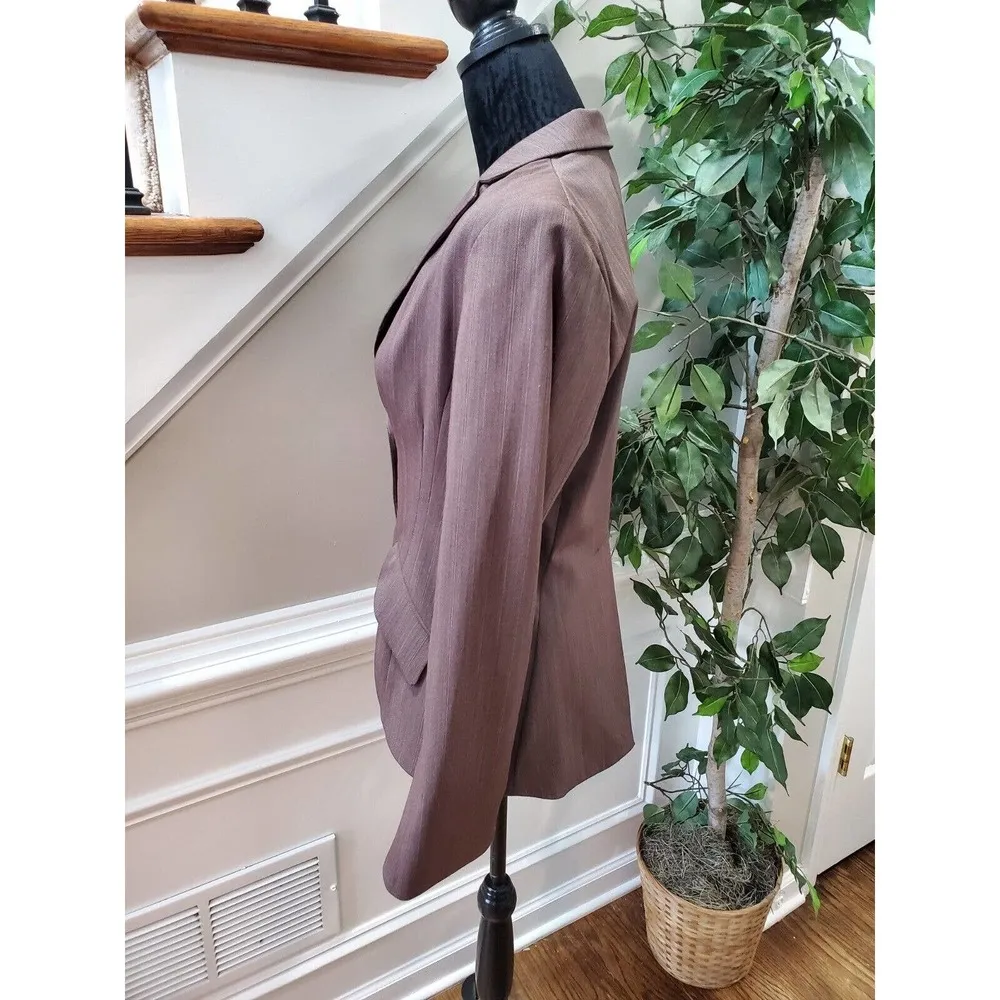 Max Studio  Brown Polyester Single Breasted Two Buttons Fitted Blazer 10 NWT $198 - Image 5