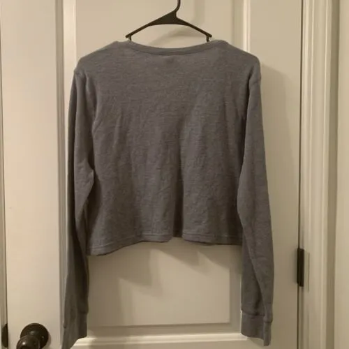 Wild Fable Women's Waffle Boxy Crop Shirt Top Size Large Gray - Image 7