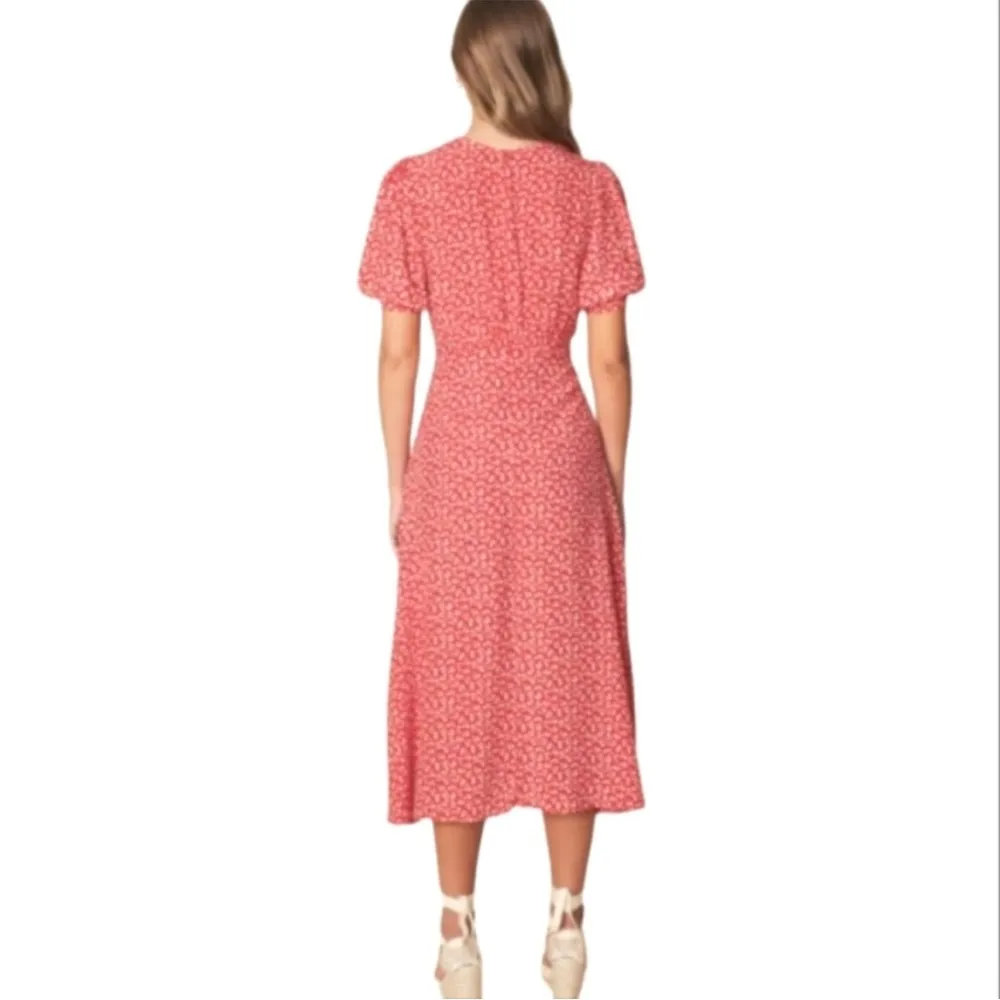 FAITHFUL THE BRAND Sonja Midi Dress Maddy Floral Print - Vintage Red,Size S/ US4 - Image 2