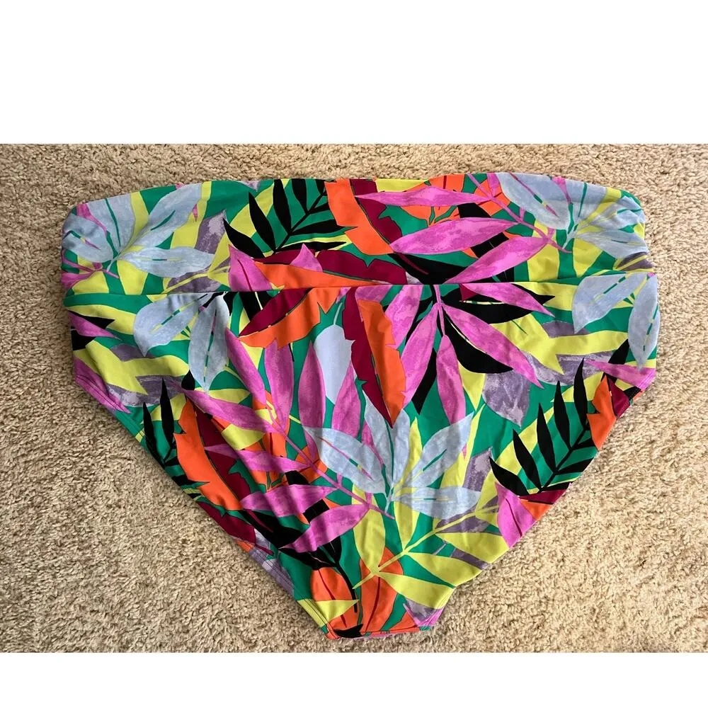 Terra & Sky Tropical Floral Print Vibrant Bikini Bottom High Waisted Plus 4X - Image 2