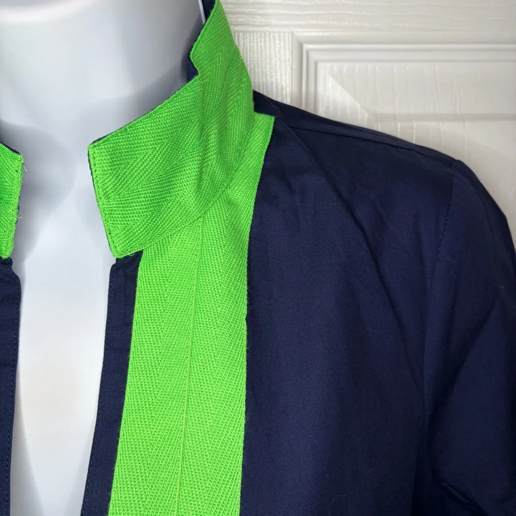 Sail to Sable Navy Green Nautical Cotton Signature Caftan Midi Dress S NWT - Image 6