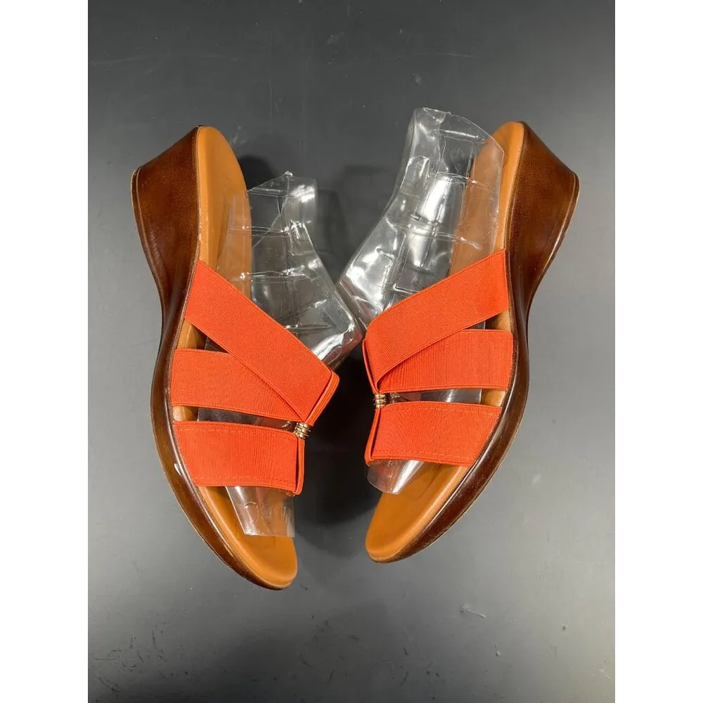 Italian Shoemakers SKU 7751 Womens Orange Wedge Sandals Size 11 - Image 3
