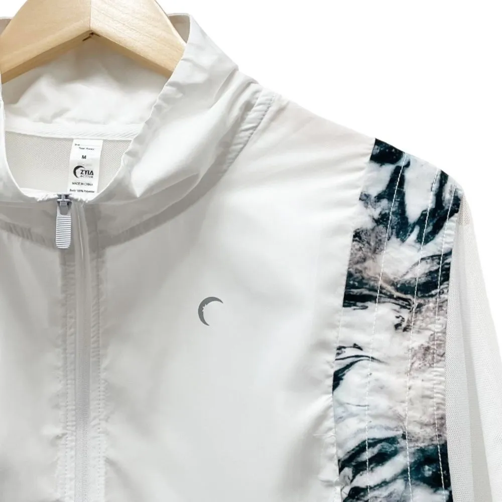 NWT ZYIA White Marble Mesh Jacket Packable Pouch Windbreaker Size Medium New - Image 9