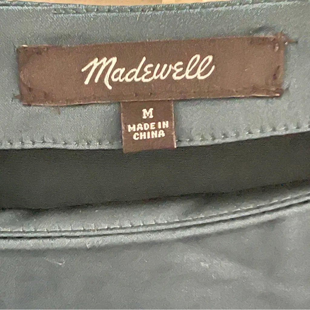 MADEWELL Long Bell Sleeve Satin Shift Dress in Smoky Spruce, Medium - Image 11