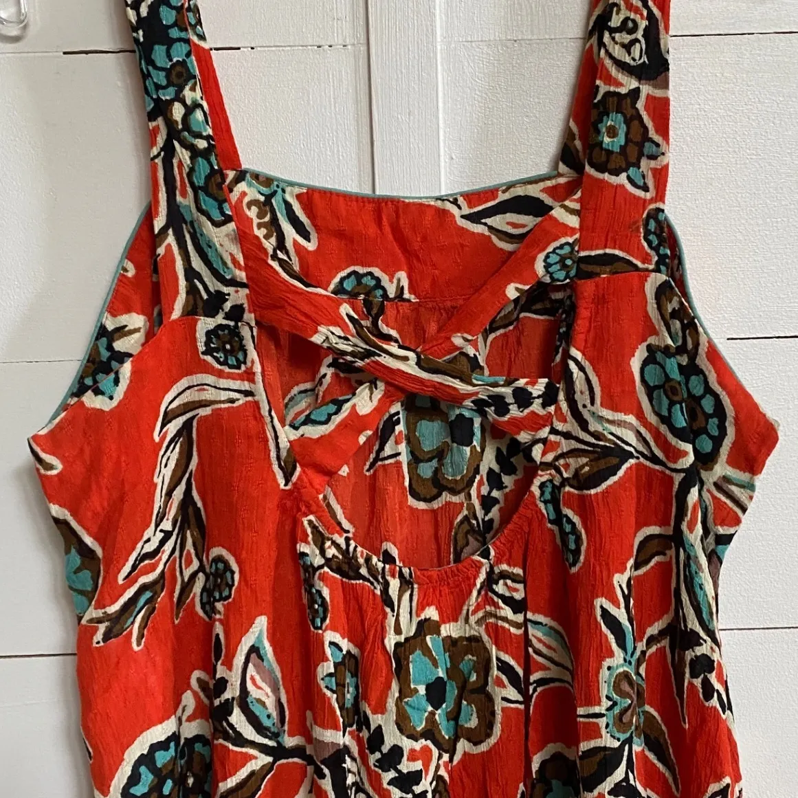 Band of the Free Teresa‎ Tangerine Floral Tank Mini Dress M - Image 8