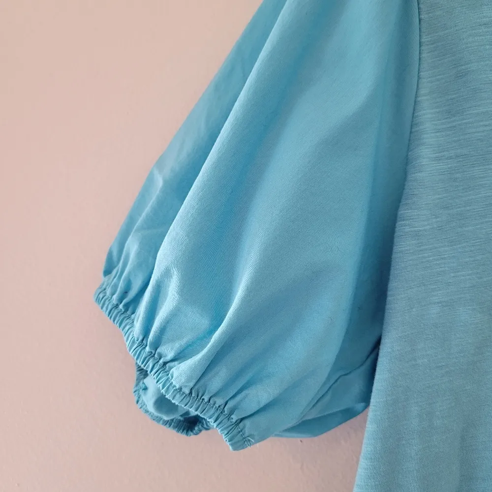 Jason Wu J  Teal Puff Sleeve T-Shirt - Image 3