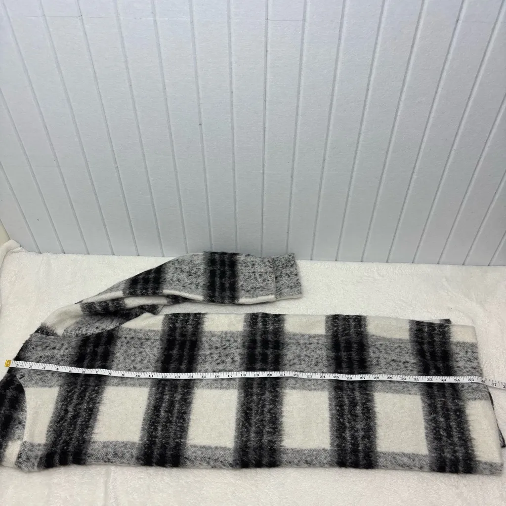 POL Black White Plaid Open Front Cardigan Coat Size Small - Image 8
