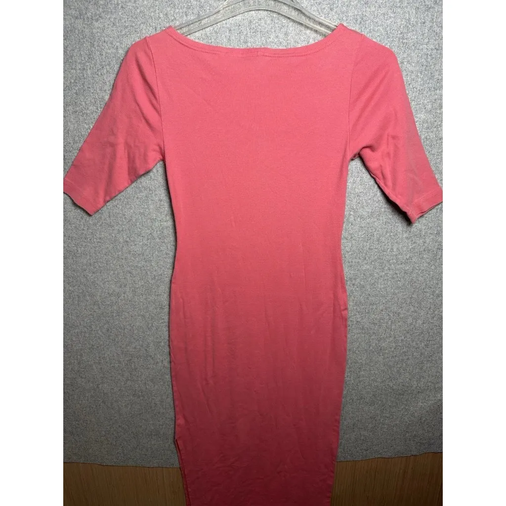 Vintage Newport News Easy Style Womens Dress Medium Full Bodycon Peach Cotton - Image 15