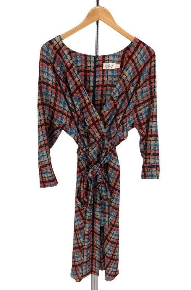 Eliza J Plaid Faux Wrap Belted Midi Shirtdress - Image 4