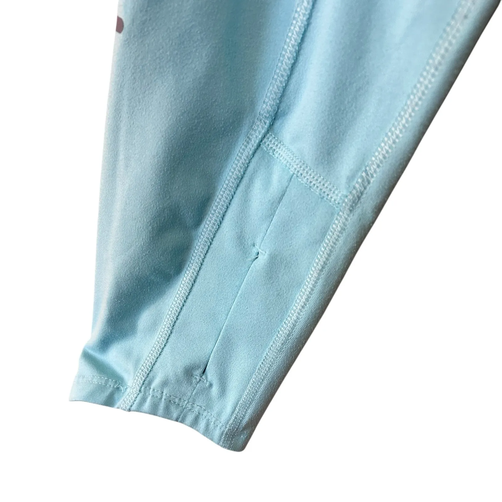 NIKE RUNNING TOP 1/2 Zip Collar Teal SZ LG Long Sleeve Finger Holes Athletic - Image 5