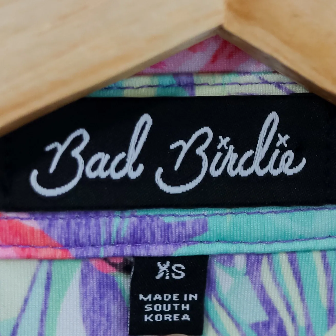 Bad Birdie Sleeveless Golf Polo Shirt Flamingo "Mingos"‎ Print Women's XS Purple - Image 2