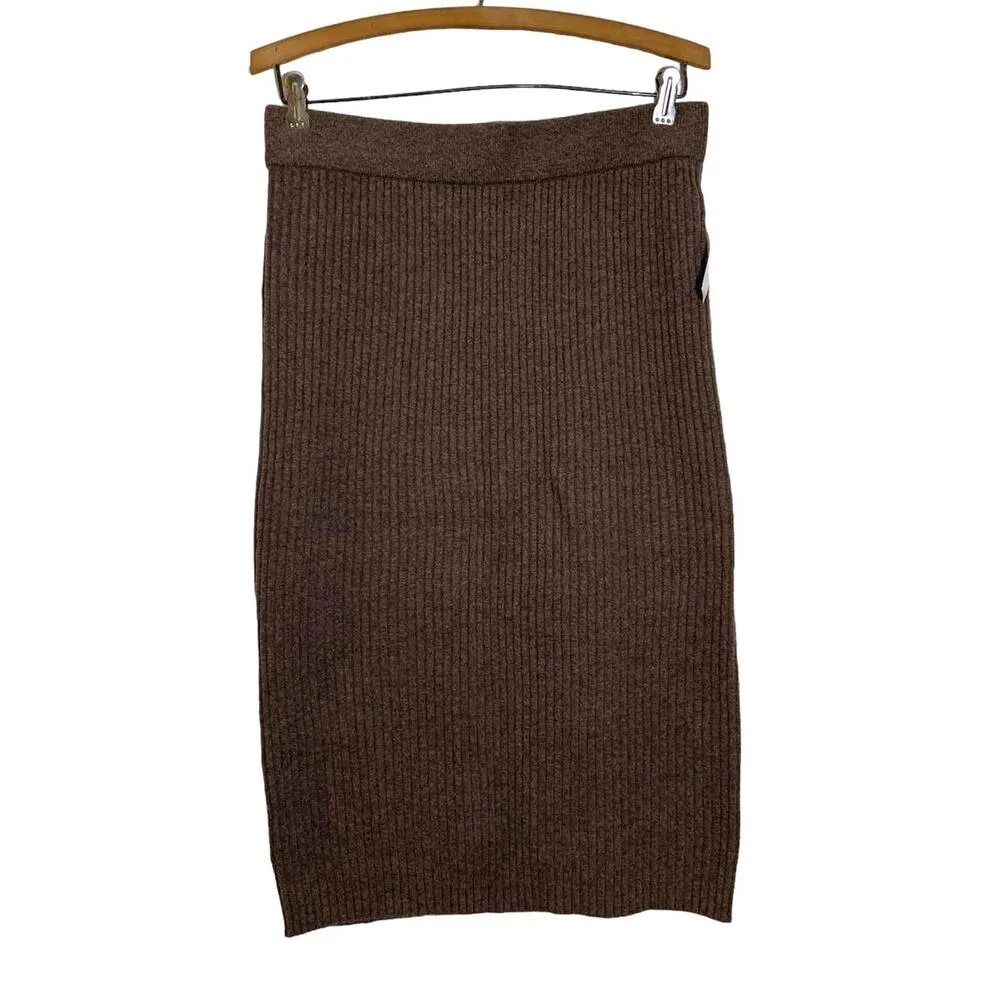 Women's Gap CashSoft Ribbed Midi Knit Sweater Skirt Cashmere Brown Size M - Image 2