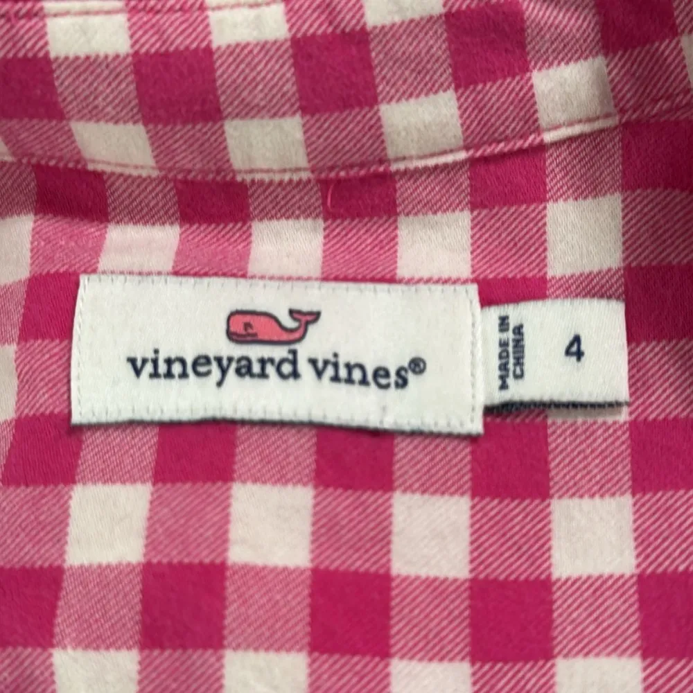 Vineyard Vines Pink Gingham Button-Up Long sleeve flannel Shirt Size 4 - Image 8