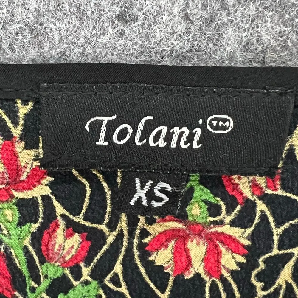 Anthropologie Tolani Salina Tunic Top Women XS Black Multicolor Silk Boho Resort - Image 10