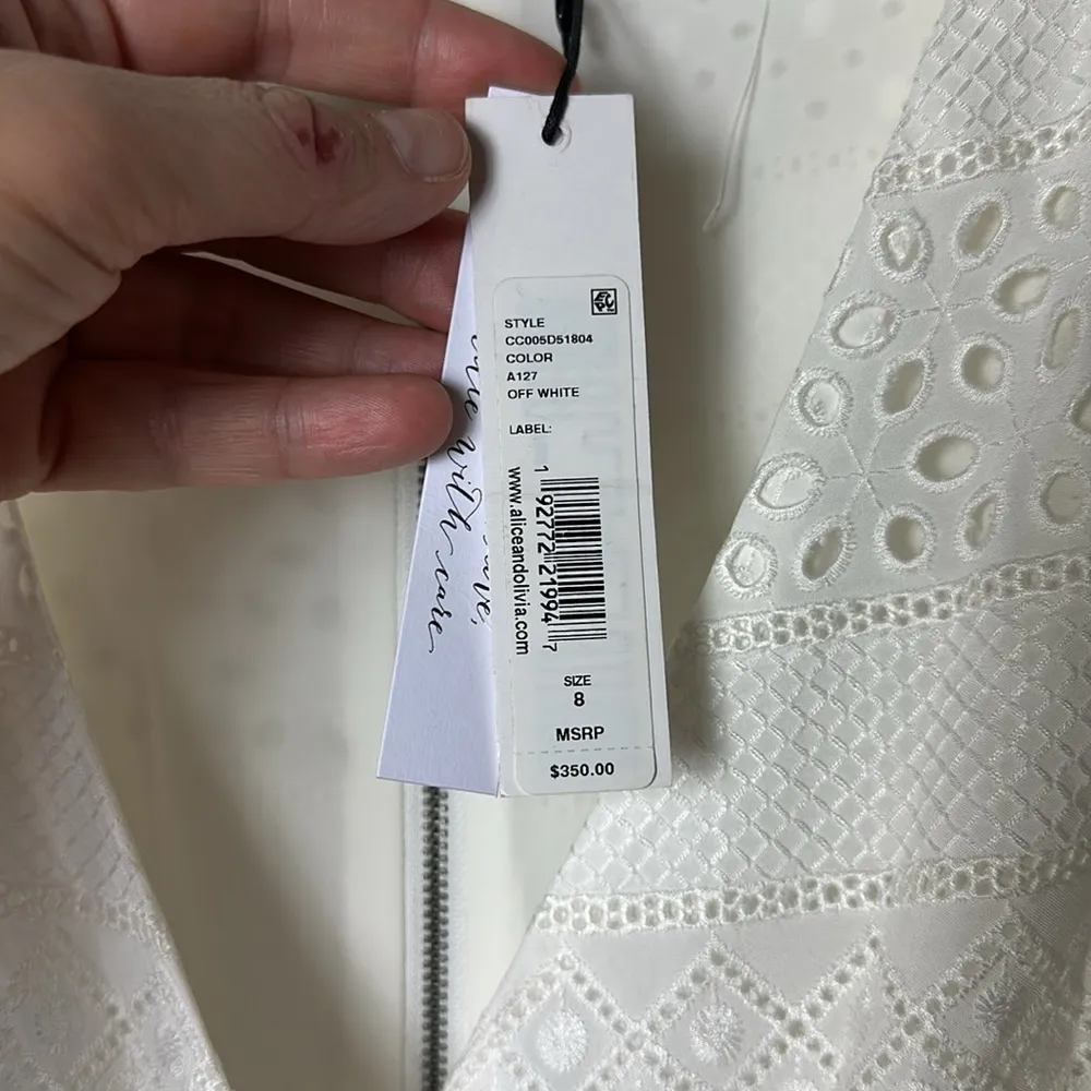 Alice + Olivia Paulina Eyelet Wrap Romper Off White Size 8 - Image 9