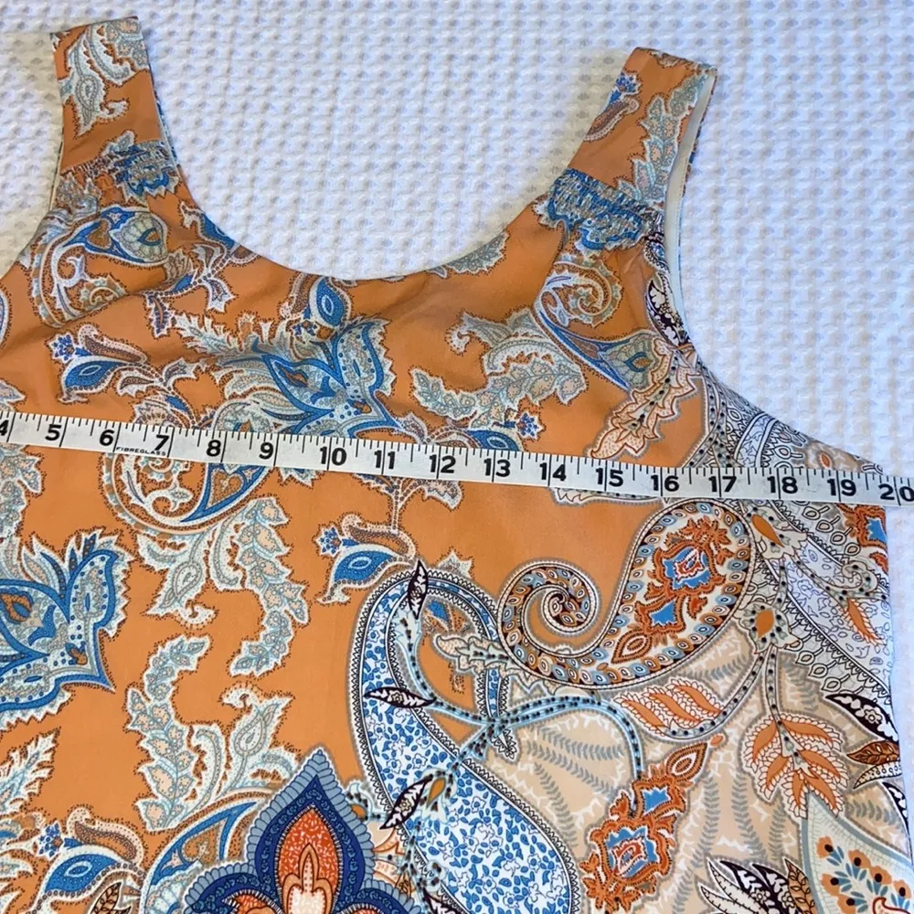 LILA ROSE Size 8 Orange Blue White Paisley Floral Mini Knee Length Shift Dress - Image 10