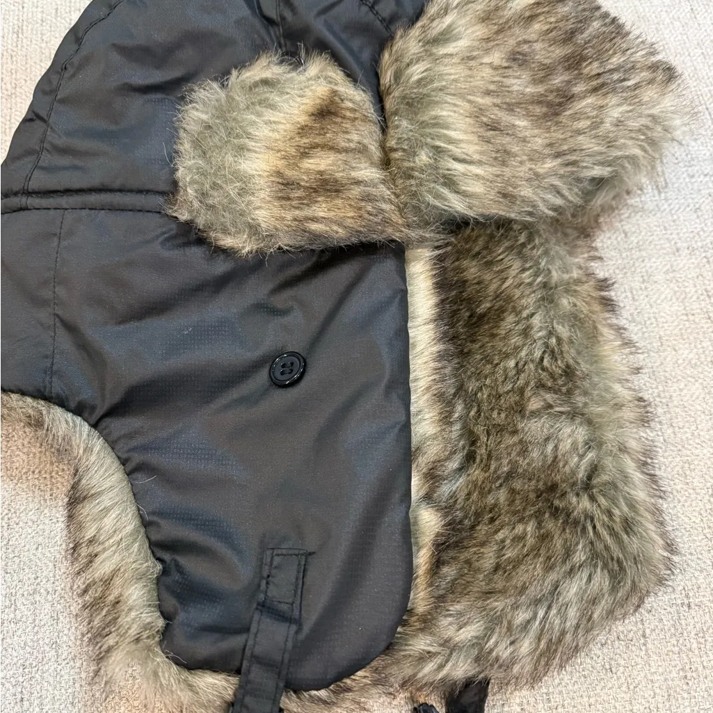 Faux Fur Lined Trapper Hat Black - Image 3