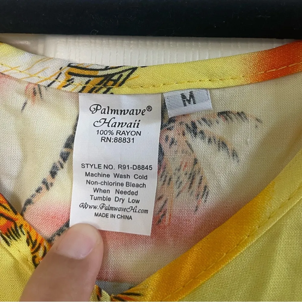 Women’s Palmwave Hawaii Aloha Print Tropical Mini Sleeveless Sundress Size M Yellow Size M - Image 4