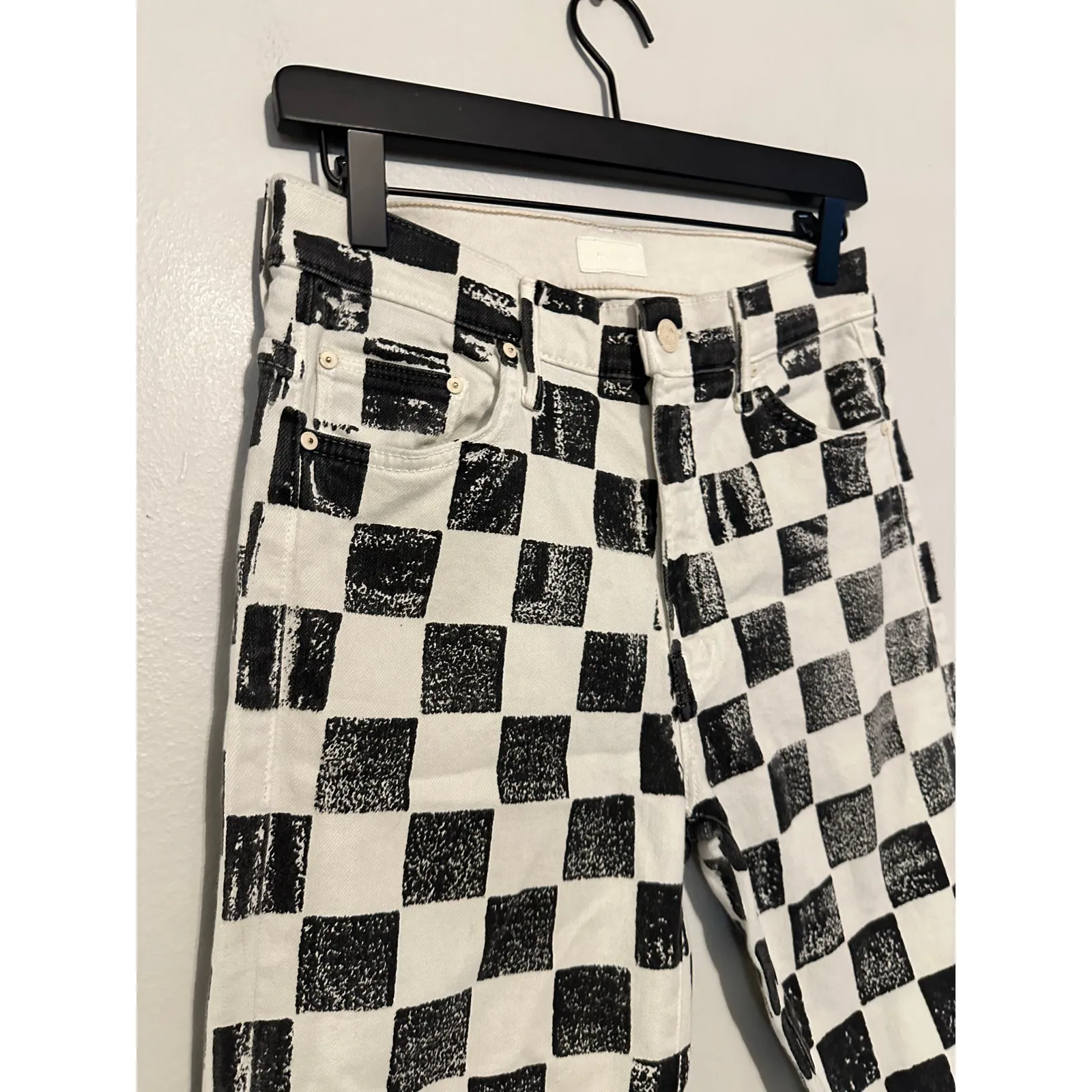 Mother 27 The Insider Crop Step Fray Jeans Check Harlequin 150th anniversary Black - Image 12