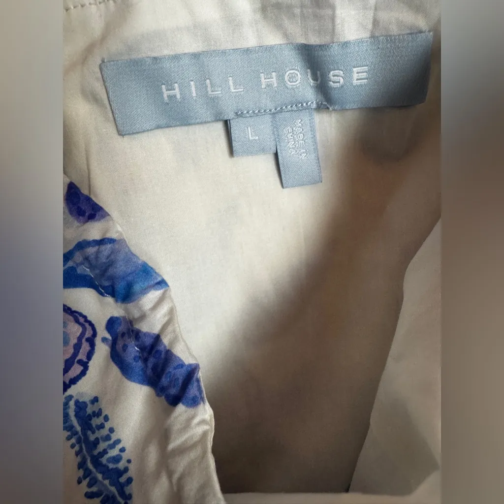 Hill House 100% Cotton Romantic Clean Juliana Blue Shell Mosaic Dress SZ Large - Image 12