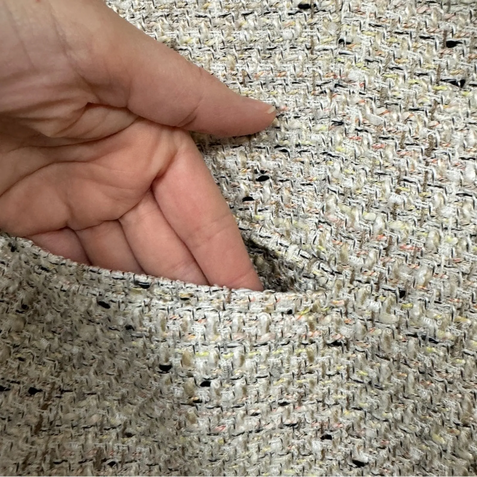 Ann Taylor Cream Tweed Fringe Blazer Jacket Womens 10 Preppy Classic Academia - Image 4