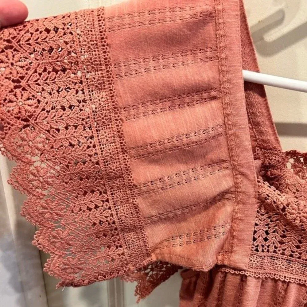 Women’s Maurice’s Mauve Pink Lace Sleeve Square Neck Blouse Small NWT‎ - Image 3