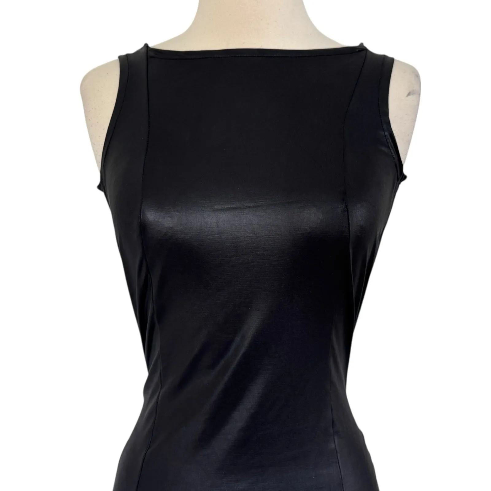 JENNIFER GRACE Faux Leather Gold Handcuff Bodycon Police Dress Club Festival S/M - Image 5