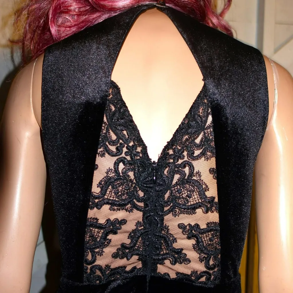 Stella Luce Black Velvet Lace Romper  - Image 6