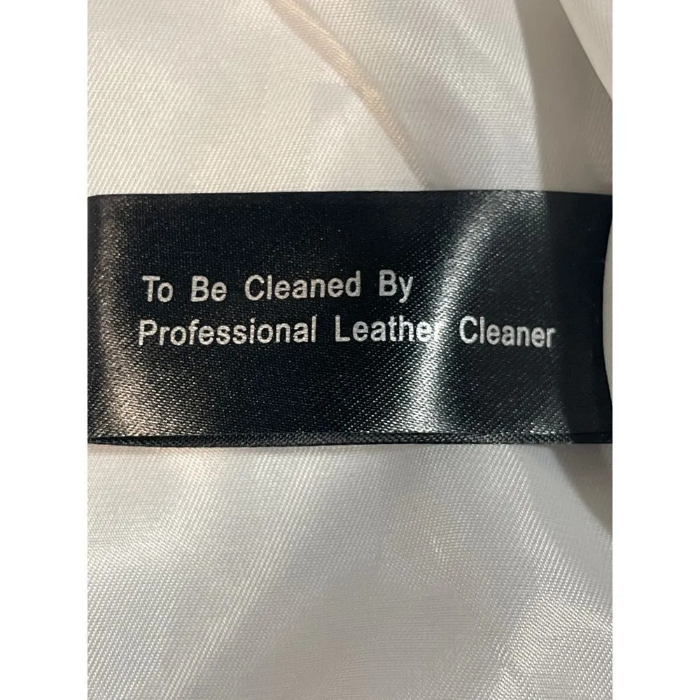 Vintage leather Cream Jacket Zip - Image 4