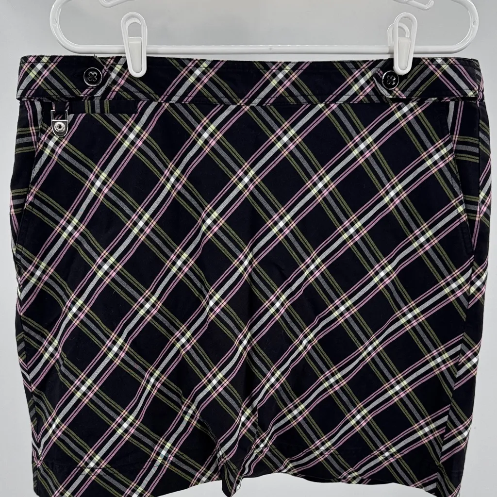 Liz Claiborne Black Pink Plaid Women's Skorts 12 preppy academia casual mini - Image 3