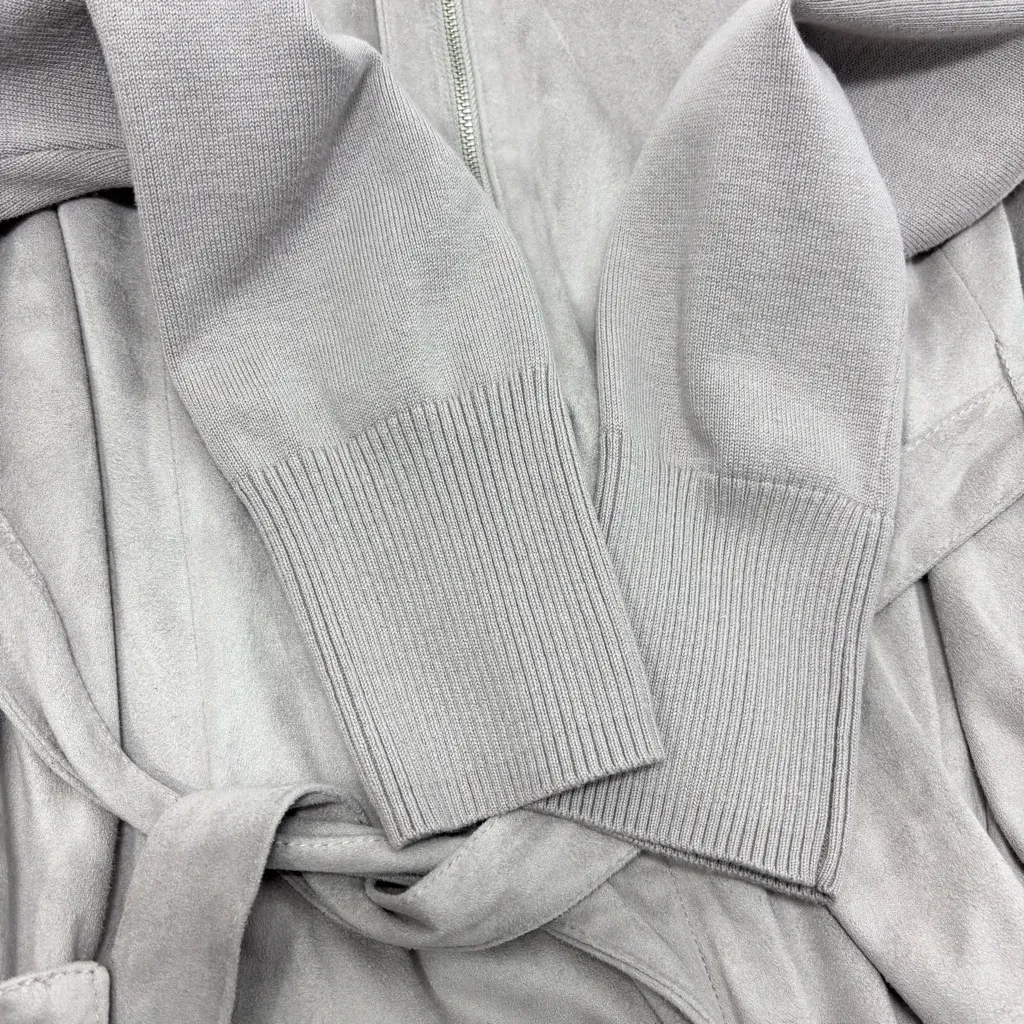 H by Halston gray faux suede knit sleeve jacket Size 16 - Image 14