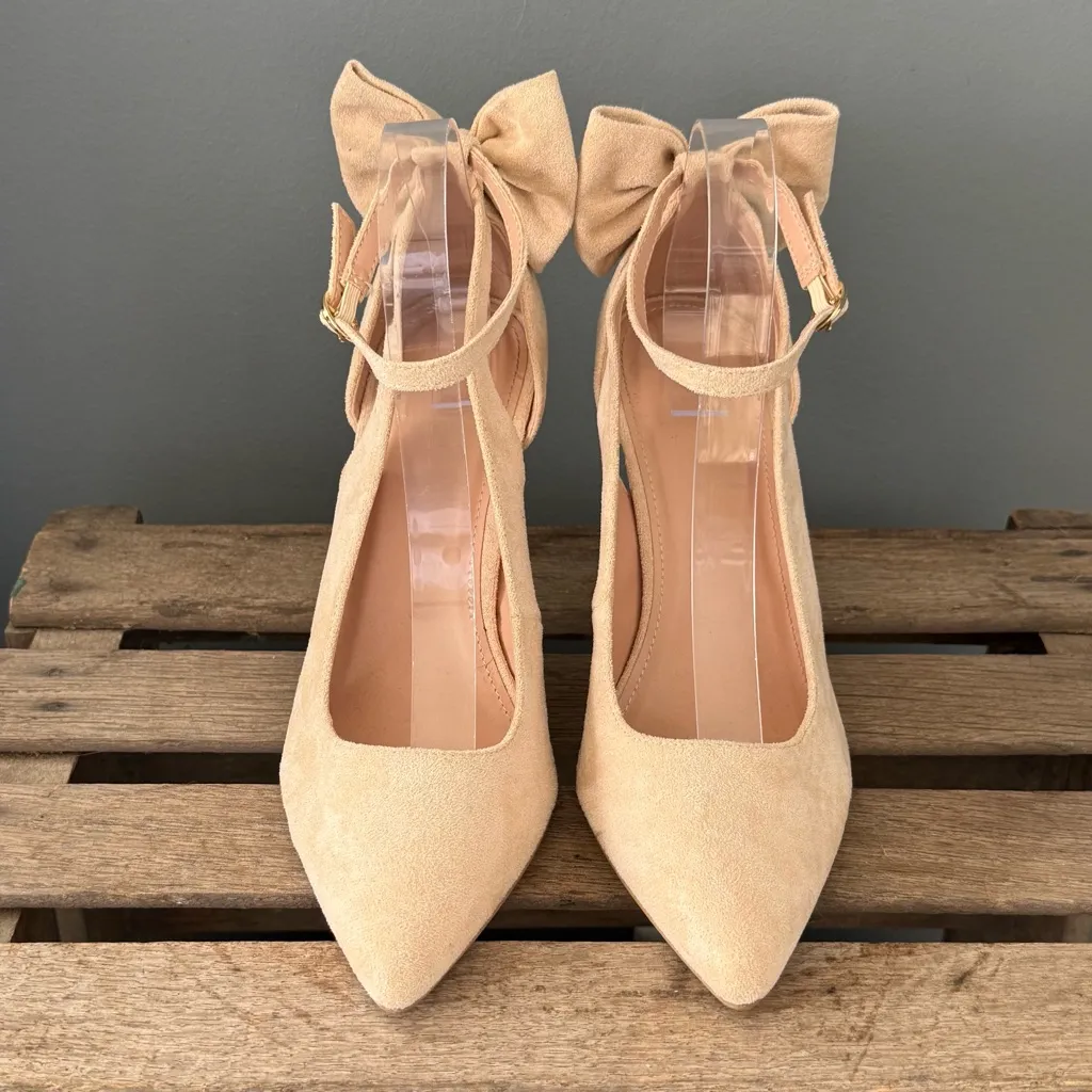 NEW ZBY Women’s Nude Suede Pointed Toe High Heels Size 9.5 A29 Tan - Image 4
