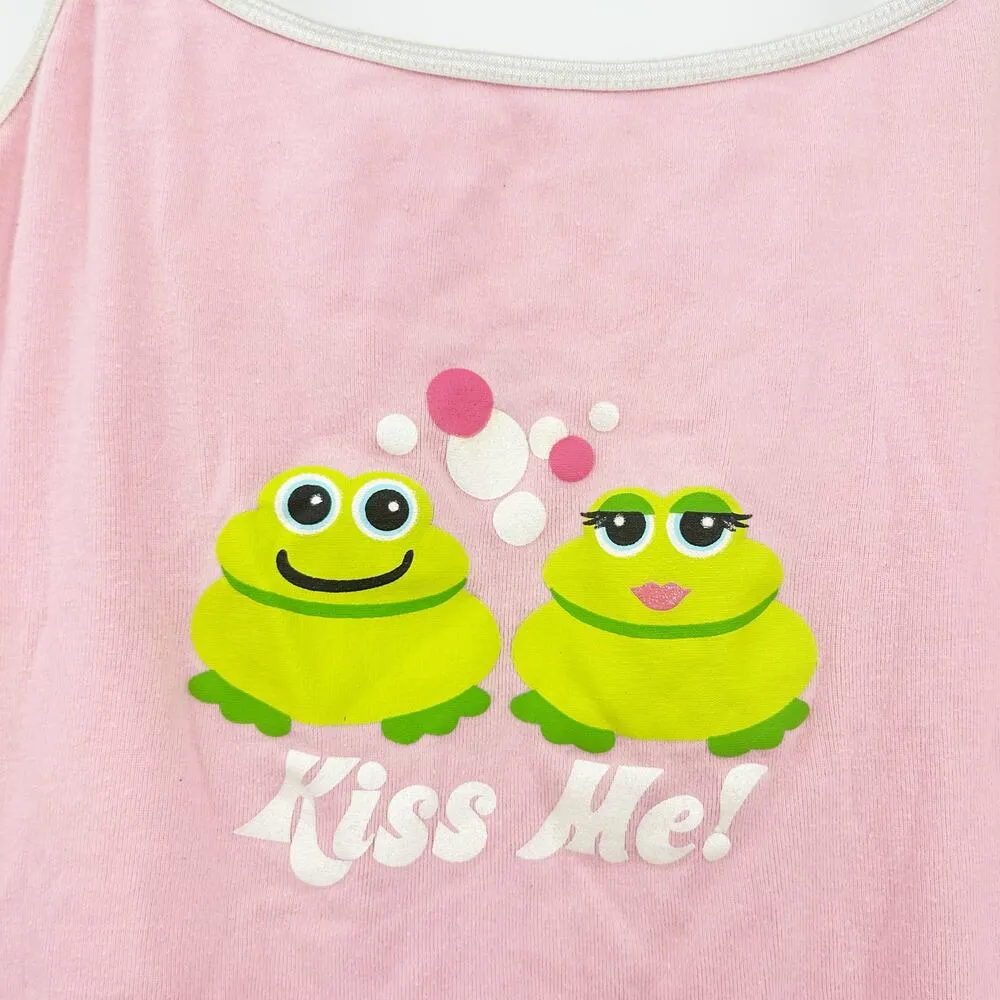 Anchor Blue Bikini Eye Kandy Women Kidcore Y2K Frog Kiss Me Crop Cami Top Size M - Image 2