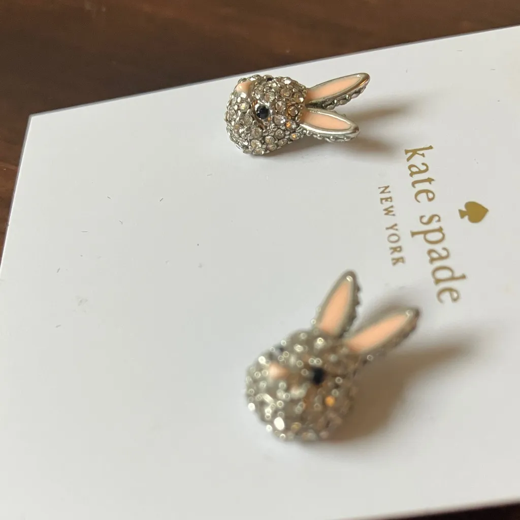 Kate Spade: Silver Tone Sparkling Silver Bunny Earrings - Image 6
