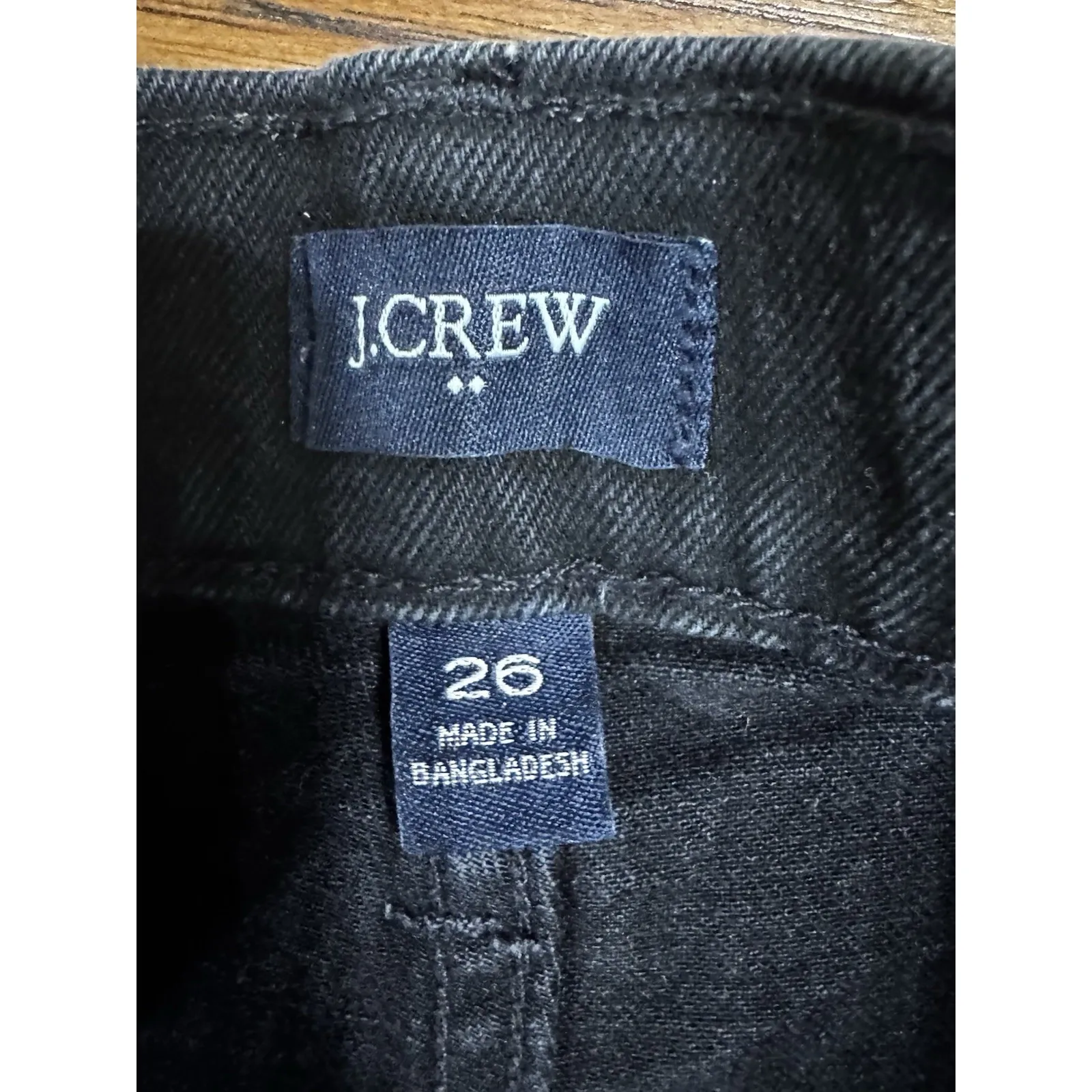 J. Crew Micro Shorty Shorts Womens 26 Black Denim Jean Cutoff Stretch Button Fly Size 24 - Image 2