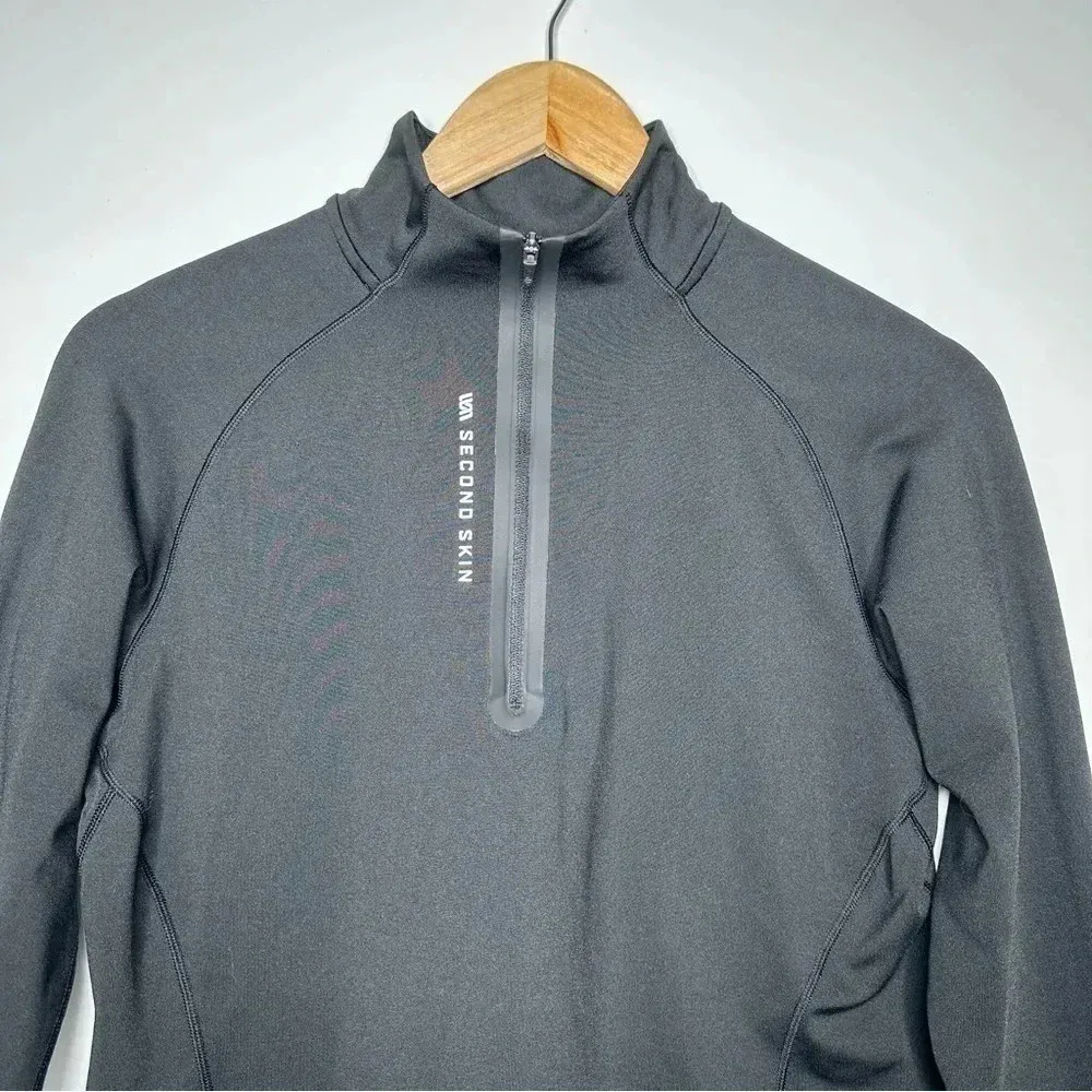 Second Skin Black 3/4 Zip Ling Sleeve Compression Pullover Top Size Large - Image 4