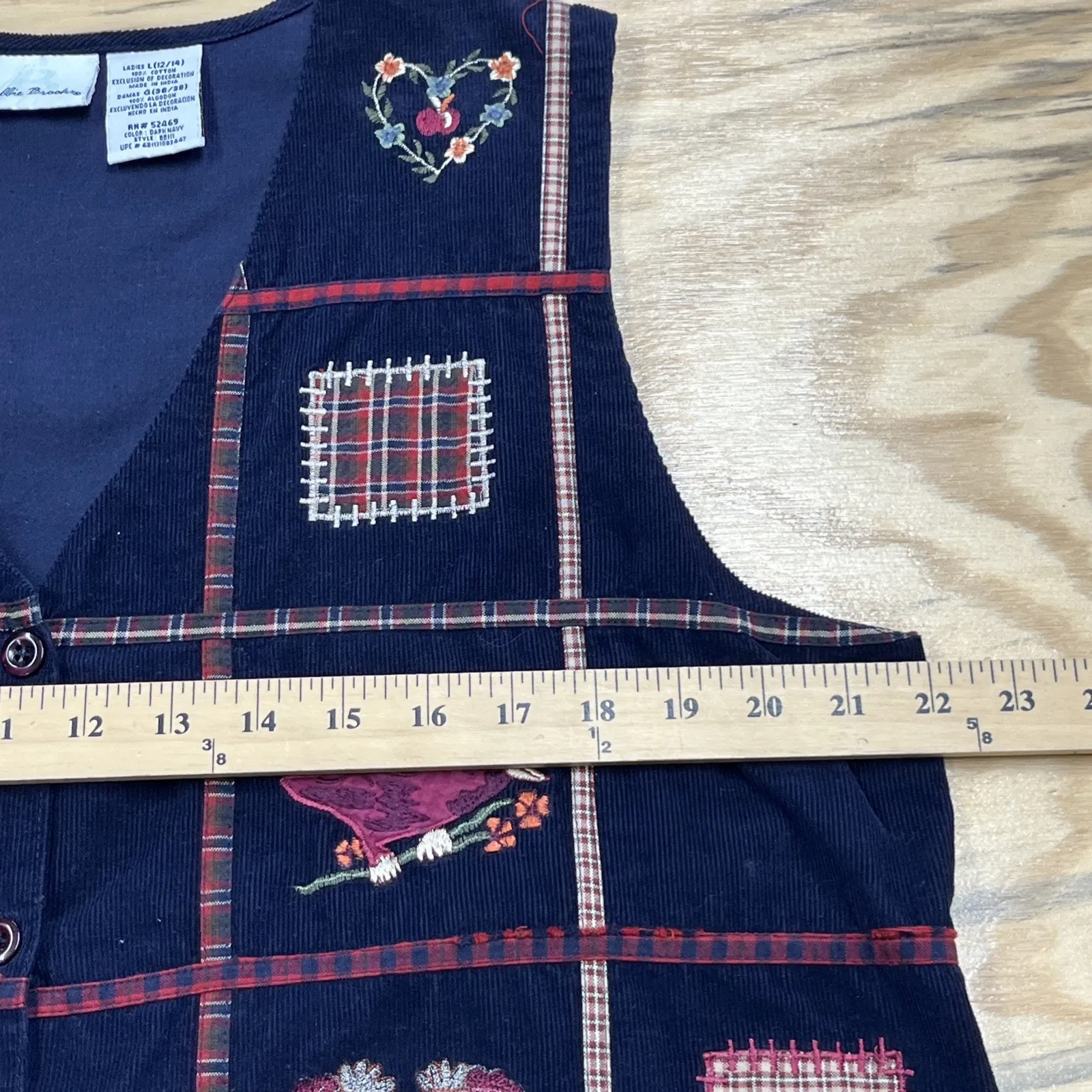 Vtg Bobbie Brooks Women's Corduroy Birdhouse Hearts Vest L (12/14) Blue Retro Size L - Image 14