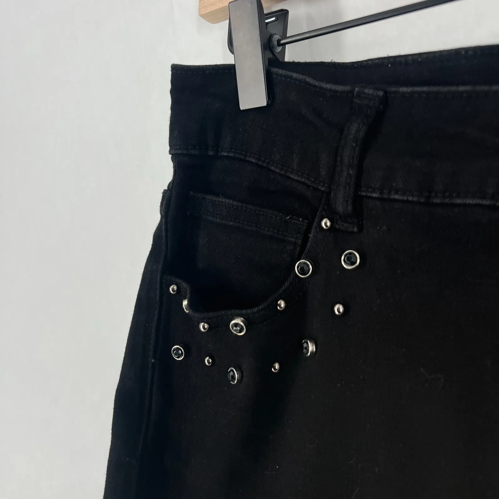 Frank Lyman Montreal Jeans Women 27 Black Embellished Studded Crystal Skinny Leg - Image 3
