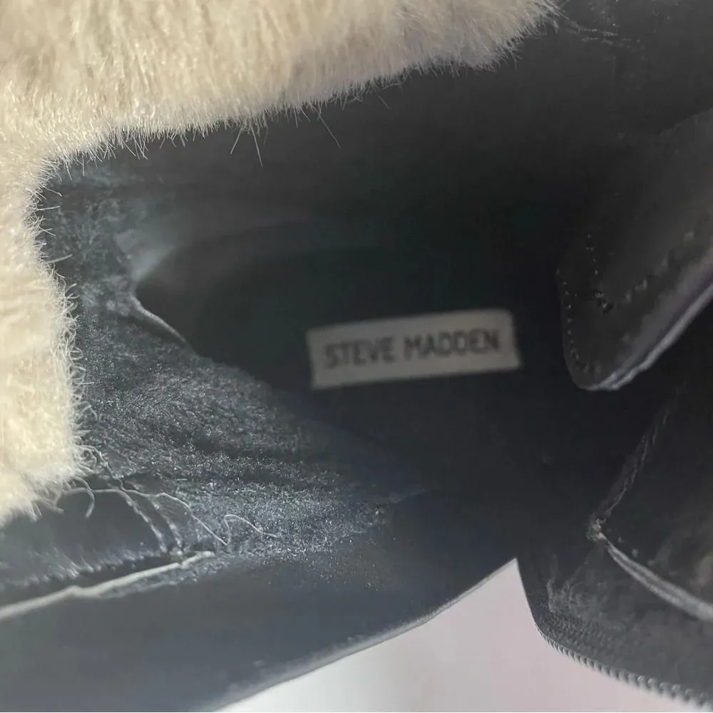Steve Madden Women’s Alaska Black Winter Boot w Faux Fur Trim Size 10 - Image 10