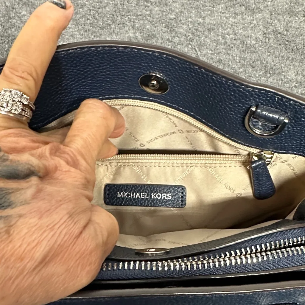 Michael Kors Dark Blue Satchel Bag - Image 11