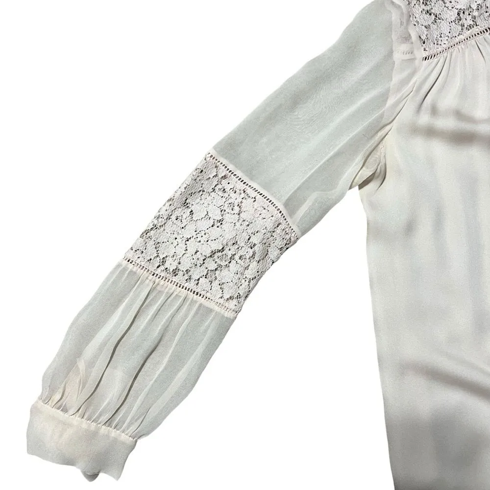 Rebecca Taylor Womens Silk Tunic Top Size 8 Lace Coquette Career Feminine Office - Image 6