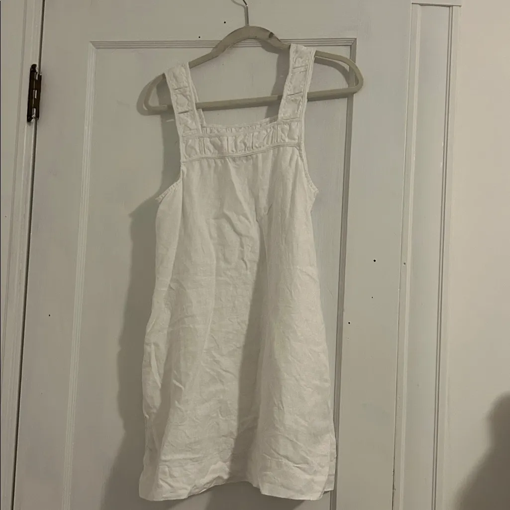 Madewell Embroidered Tank Mini Dress in Linen in Eyelet White- 4 - Image 8